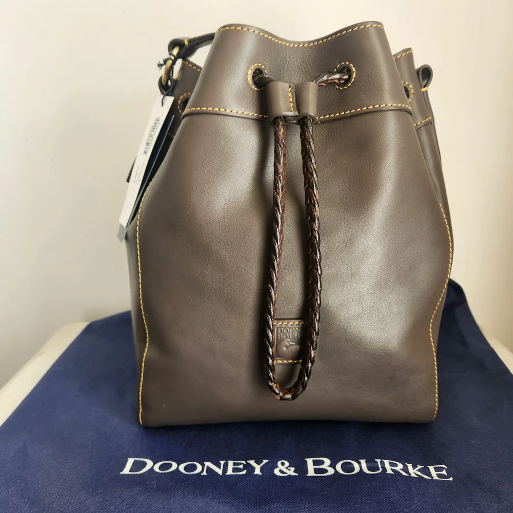 NWT Dooney & Bourke Charcoal Hattie Drawstring Florentine Bucket Bag - Picture 14 of 14